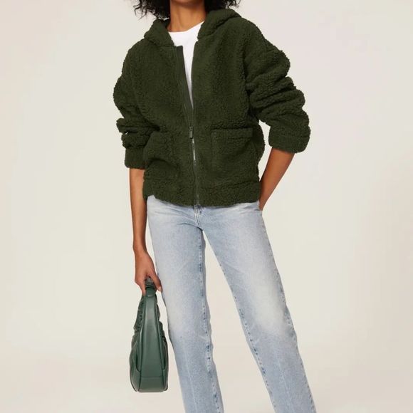Splendid Green Faux Sherpa Jacket - Picture 1 of 7
